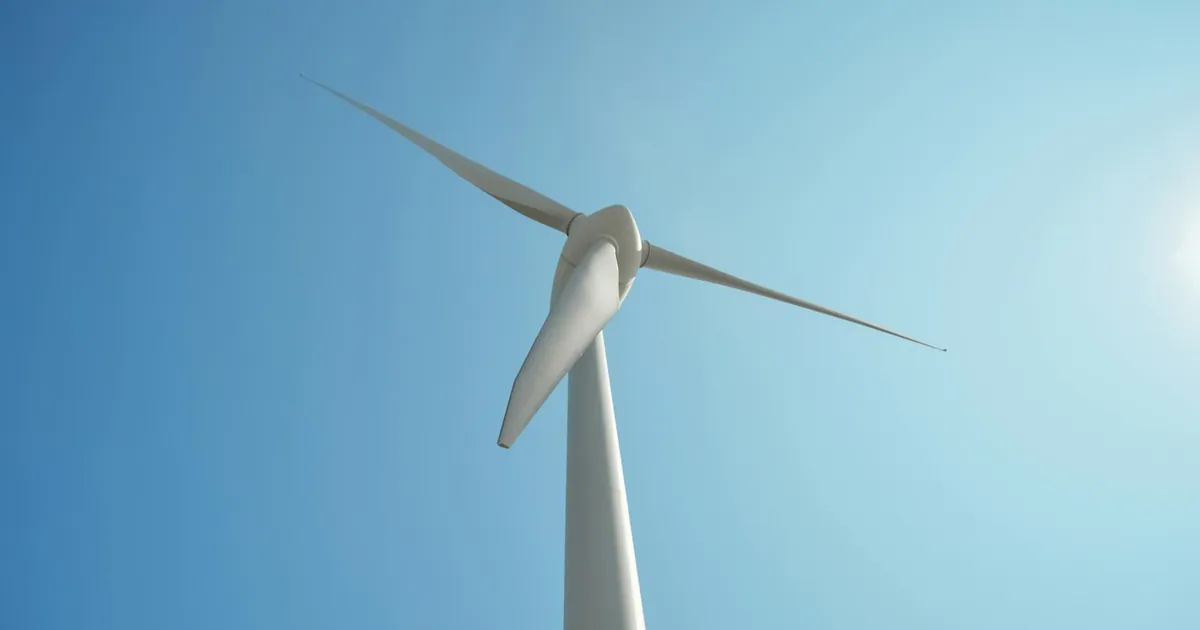 Turbina eólica, destacando investimentos verdes e a busca do Brasil por energia limpa e parcerias.