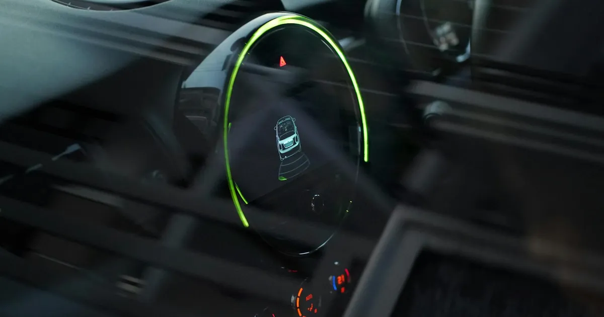 Painel futurista com IA Meta: design automotivo impulsionado por inteligência artificial. Robôs no volante?